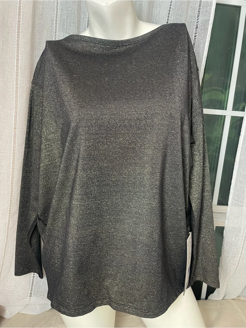 lululemon athletica Black Metallic Long-Sleeve Top